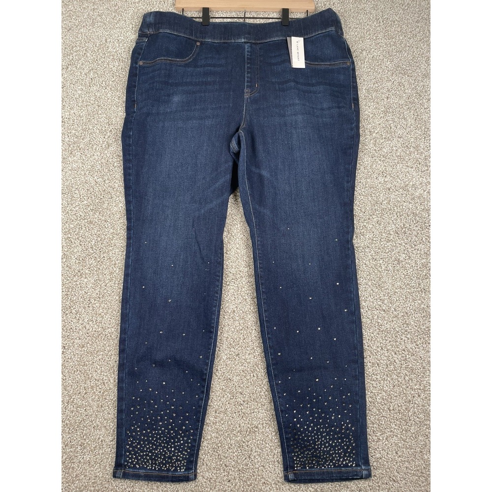 Lane Bryant Pull On High Rise Rhinestone Embellished Jeggings Dark Wash Size 20